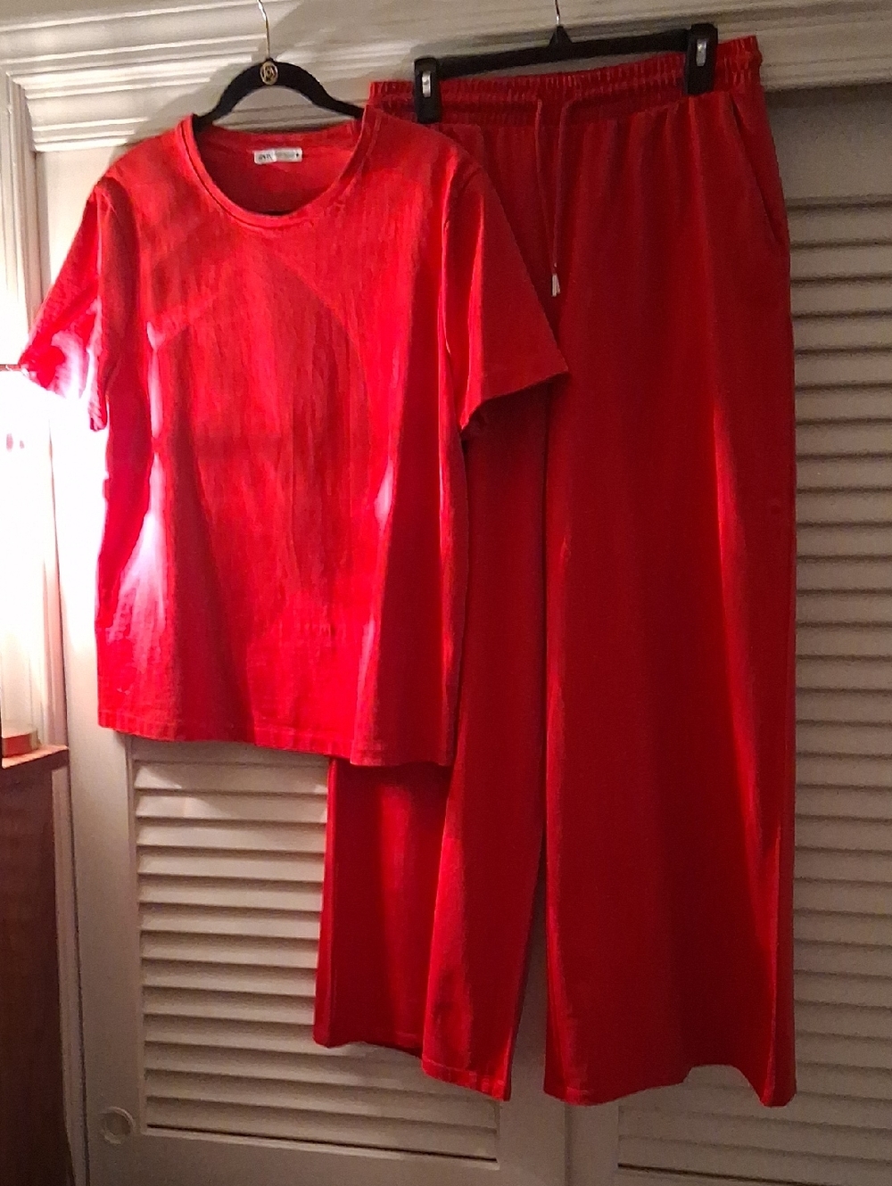 Zara Red Two-Piece Cotton Set